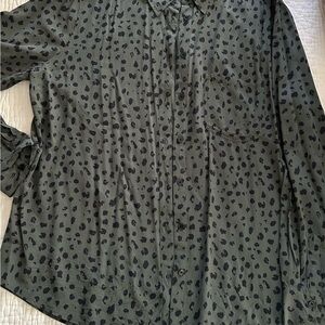 Chic Olive Animal Print Blouse